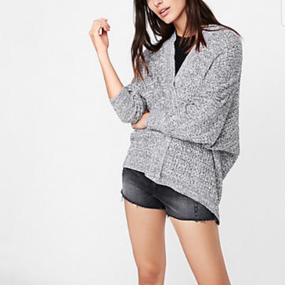 Grey Stitched Textured Cover Up Cardigan